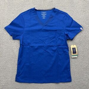 NWT Cherokee Workwear Revolution Tech V Neck Scrub Top Royal Blue Men's Small